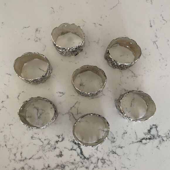 Set Of 7 Silverplate Napkin Rings Grapes Baroque Godinger Silver Art Co GSA - Picture 2 of 6